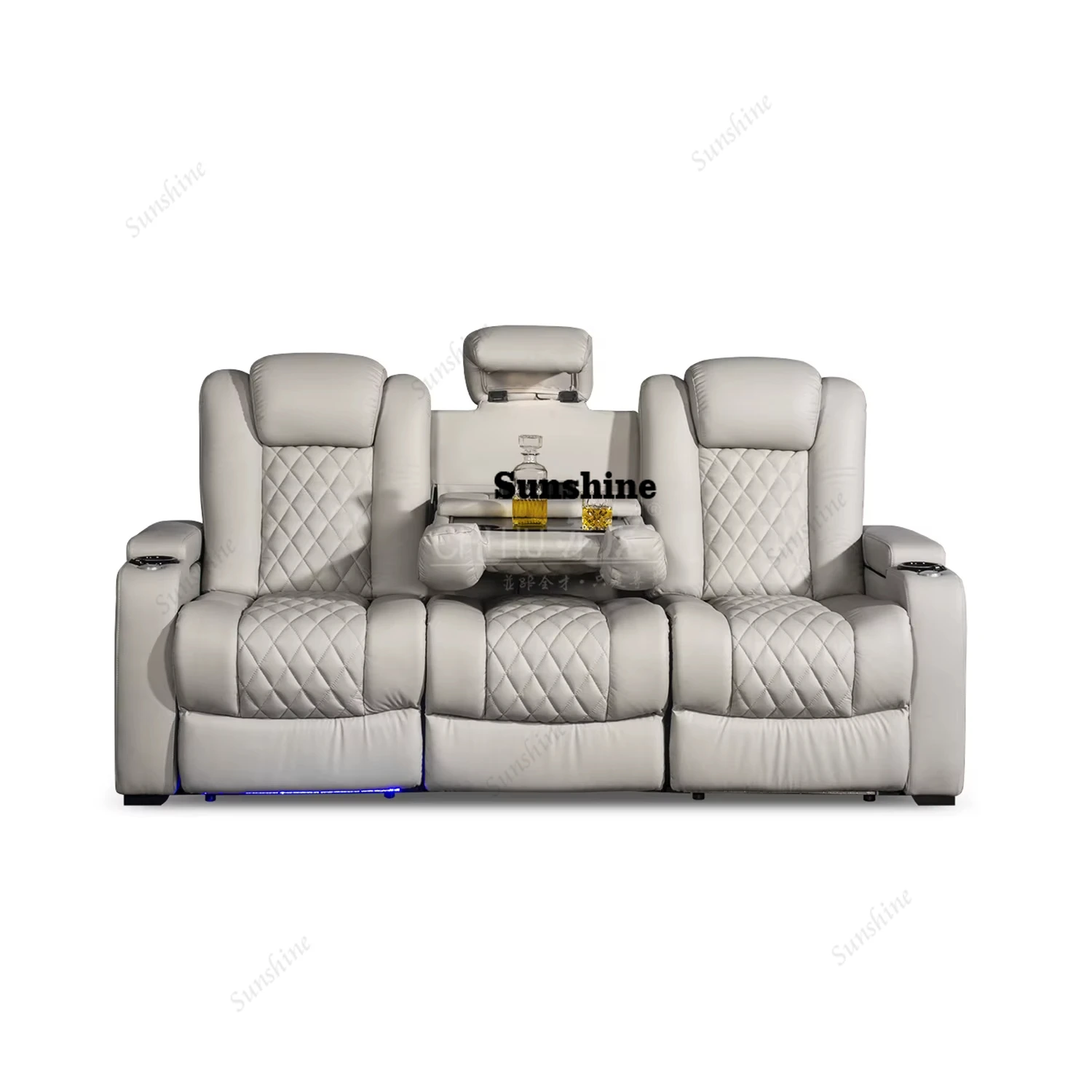 Home Cinema Interiors - White Color 3seater Electric Cinema Sofa