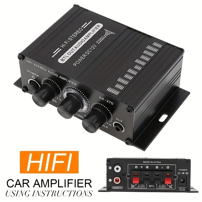 Home Cinema Speaker System - AK-270 400W Mini Power Amplifier 12V/24V