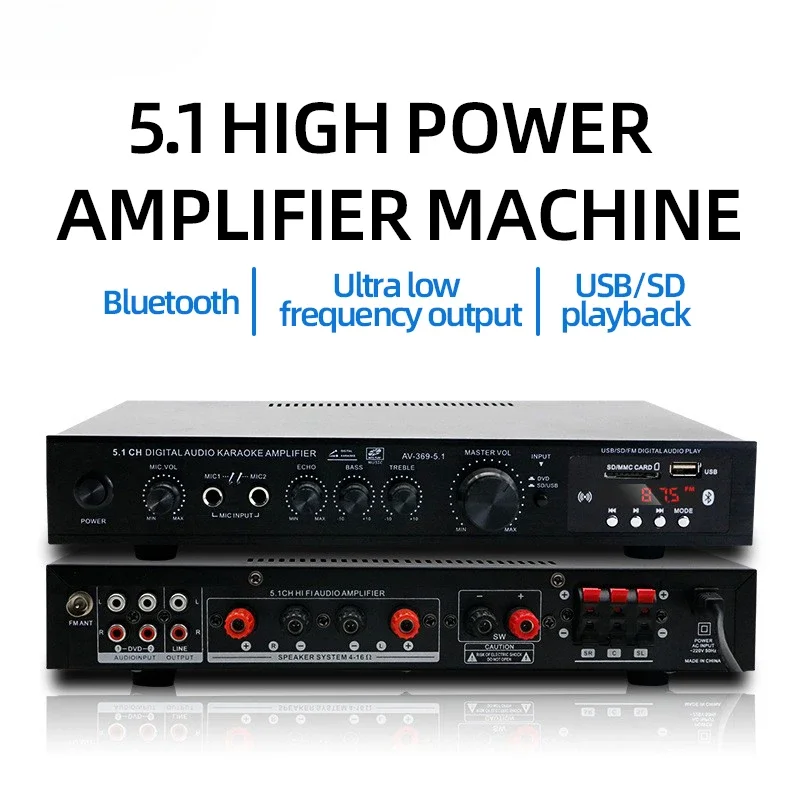 Home Cinema Bluetooth 5.1 - AV-369BT Bluetooth 5.1 Sound Speaker AMP,Stereo