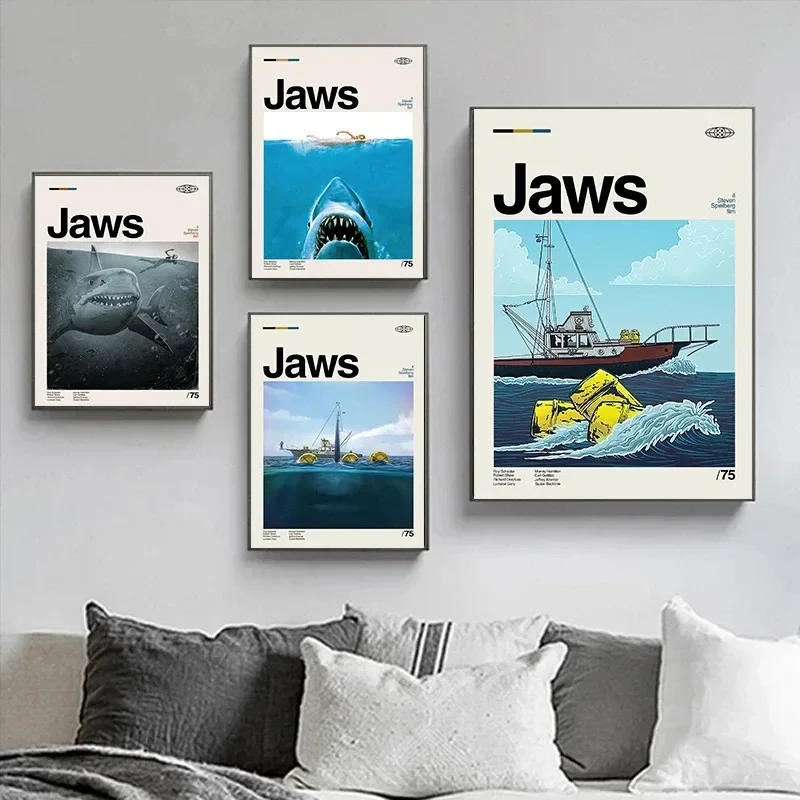 Minimalist Art Jaws Movie Post - đánh giá và giá Home Cinema Interiors
